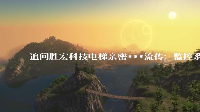 追问胜宏科技电梯亲密***流传：监控系统有多少安全隐患？_谷川_高敏_数据